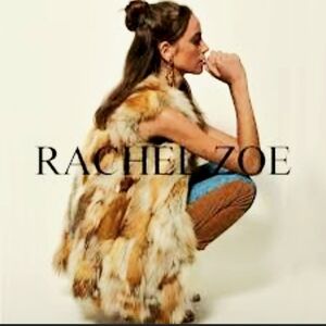 Rachel Zoe Brown Tan Gray Faux Fur Vest With Pockets Like New Cond. Sz. Small